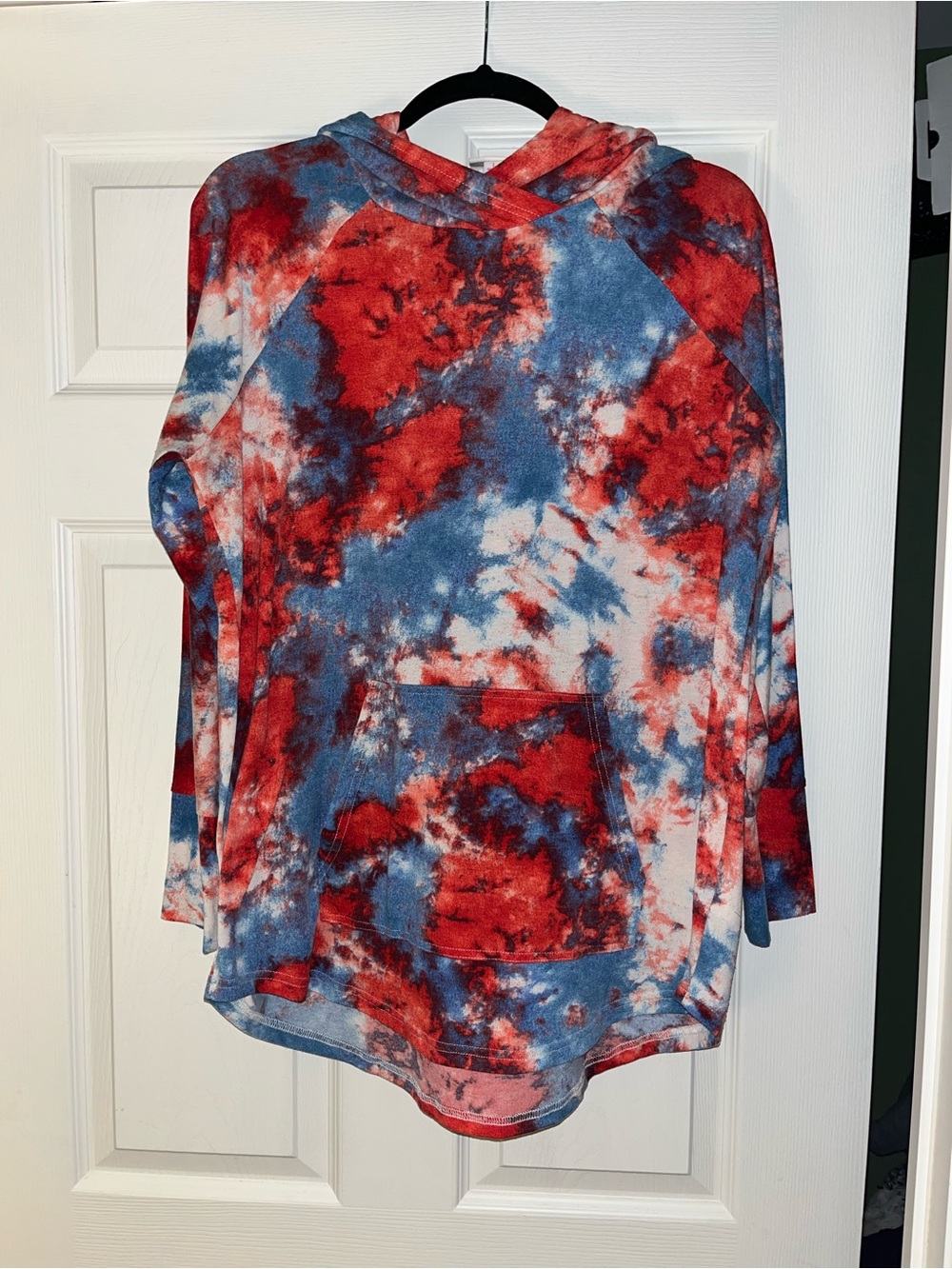 LuLaRoe Red and Blue Tie-Dye Top